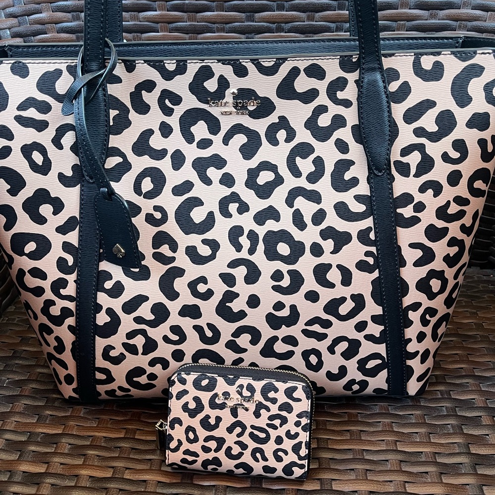 Kate Spade Leopard Tote with Wallet Set